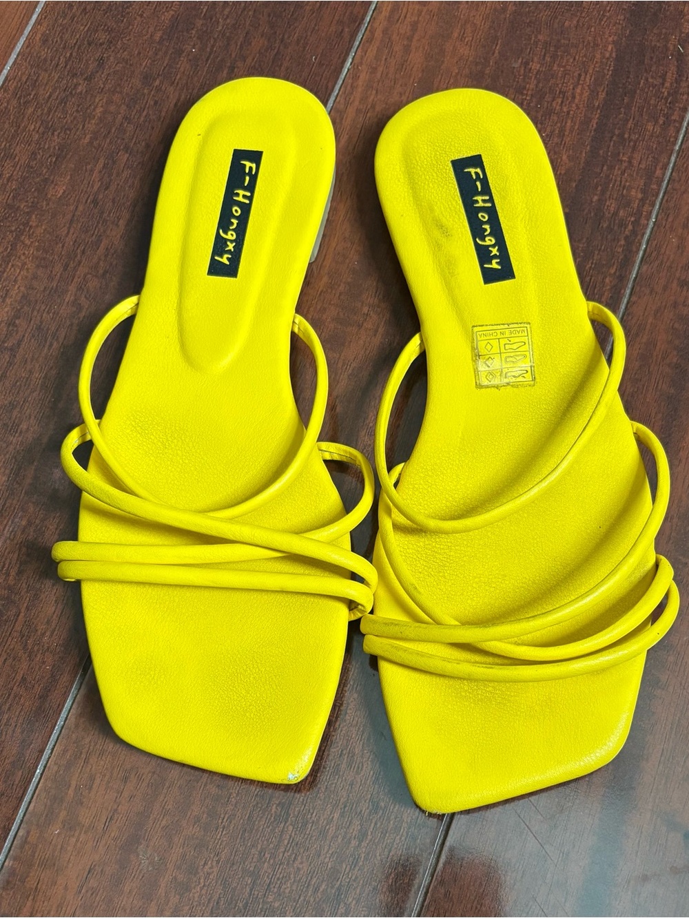 Yellow Strappy Slide Sandals for Women
